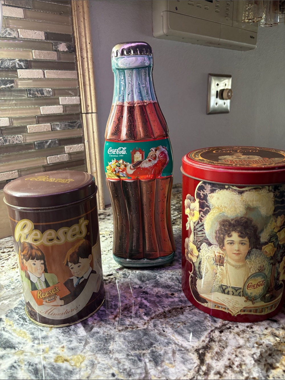 Coca-Cola Decorative Bottle Tin Set with Red and Green Accents